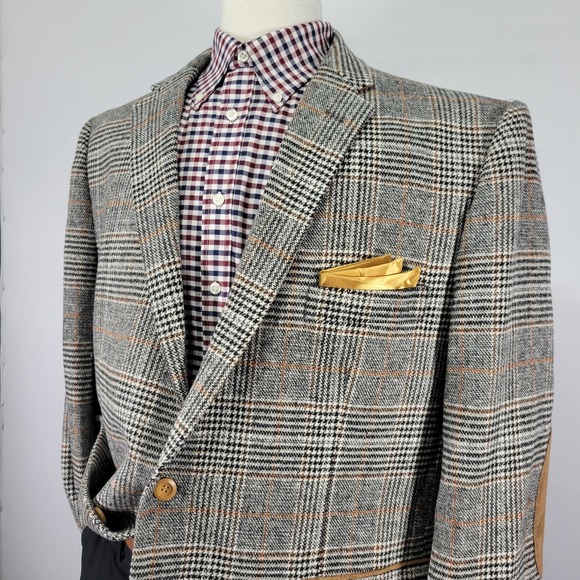 Linea Uomo Men's Sport Coat Wool Blend Heavy Flannel Plaid Luxury Fabric 50L - Picture 8 of 16